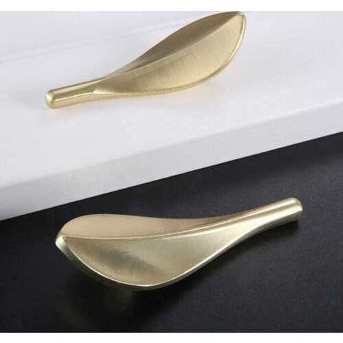 1PC Zinc Alloy Antique Furniture Handle Drawer Pulls Leaf Shape Door Knob Kitchen Cabinet Gold Knobs And Handles Home Decor