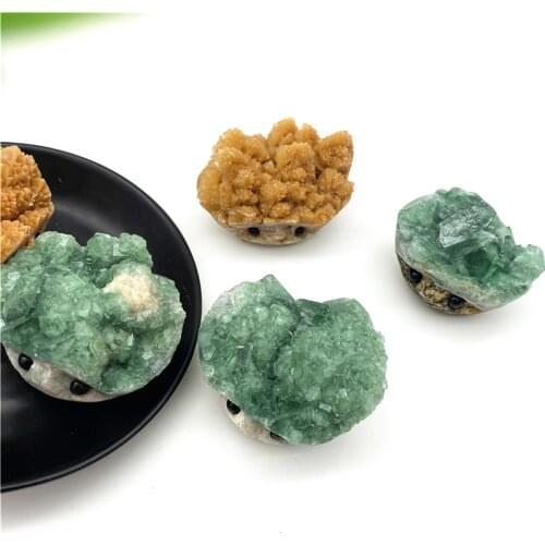 1pc Natural Green Fluorite Quartz Crystal Hedgehog Carved Fluorite Animals Stone Healing Figurine Decor Natural Quartz Crystals