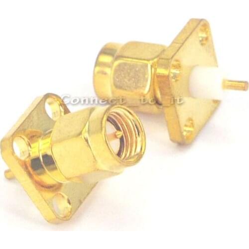 100 Pieces SMA Male connector 4 hole Panel Mount Wire Connector Jack Solder Post Terminal Connector