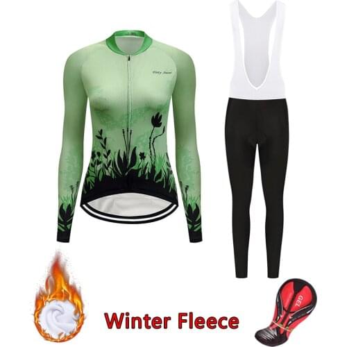 2021 Thermal Fleece Cycling Clothing Winter Bicycle Jersey Set Women Pro Sport Suit Mtb Bike Clothes Dress Maillot Outfit Blouse