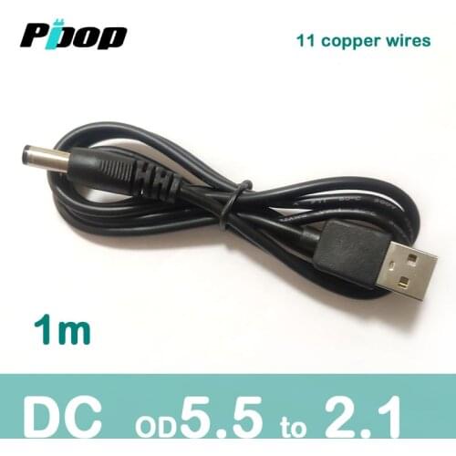 DC 5V 12V Jack 5.5mm x 2.1mm 1.0M Power Cable USB 2.0 Multi Charger Connector Cable for MP4 leadstar D12 D10 Table lamp