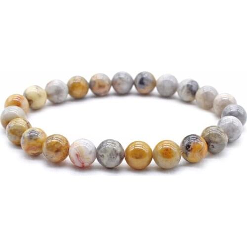 6mm 8mm 10mm Crazy Onyx Agat Yellow Mens Bracelet Beads Natural Stone Buddha Stretch Charm Bracelets for Women Men Jewelry 2020