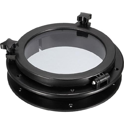 8 inch Round Porthole Window with ABS Plastic & Tempered Glass for Boat, Yacht, Marine - Black