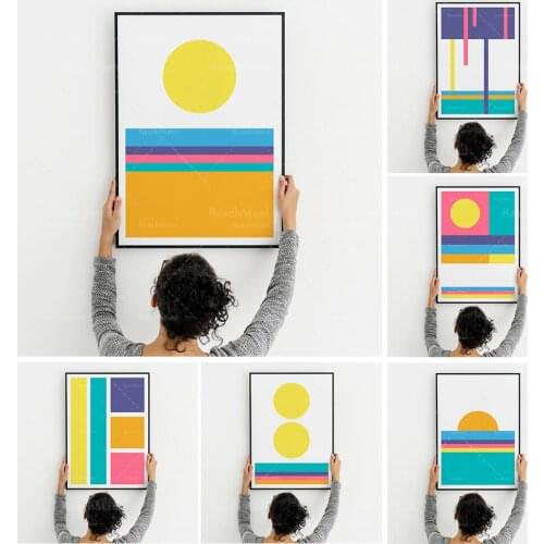 Abstract art prints, minimalist prints, minimal shapes, abstract geometric landscapes, abstract minimalist geometric square roun