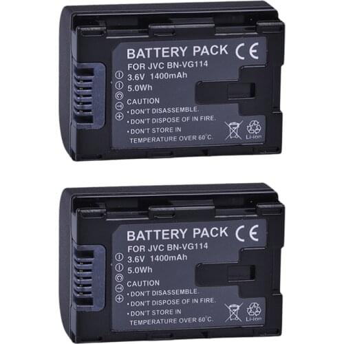 2Pcs BN VG114 Battery for JVC BN-VG107 BN-VG107U BN-VG107US BN-VG114 BN-VG114U BN-VG114US BN-VG121 Battery JVC Everio Cameras