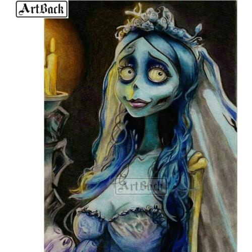 5d diy diamond painting skull woman icon full square / round 5d diamond mosaic zombie girl artwork stick drill embroidered decor