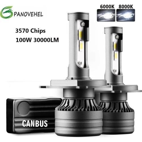 2Pcs 30000LM 100W CANBUS Car Light H4 LED H7 H8 H11 H1 9005 9006 HB3 HB4 LED Headlight Bulb for Car Lamp Turbo Bulbs Auto