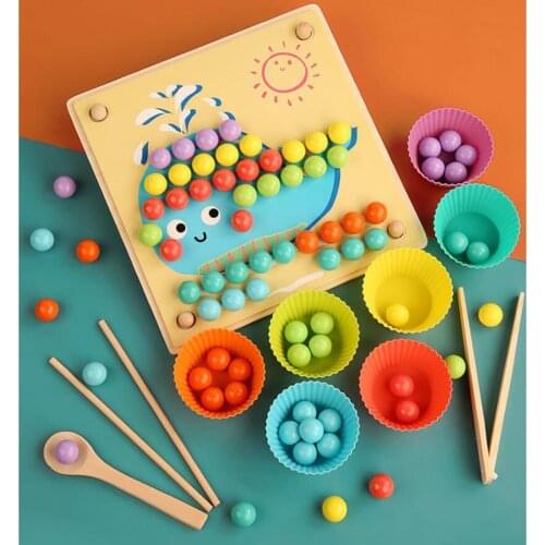 Wood Beads Game Board Educational Early Children Toddler Fine Motor Toys