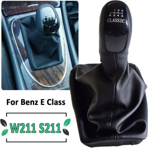For Mercedes Benz E Class W211 S211 2002-2009 Car 6 Speed Gear Shift Stick Knob Lever With Leather Gaiter Boot Cover Case
