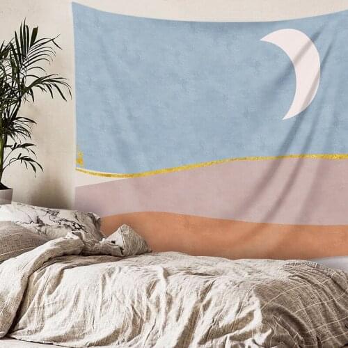 Tapestry Nordic Ins Sun And Moon Heavy Light Dormitory Bedside Wall Decoration Bedroom Covering Background Cloth Morandi Color