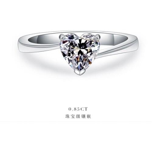1Ct Heart Shape Fancy Women Ring Solid 925 Sterling Silver Engagement Ring White Gold Color Romantic Prmoise Ring
