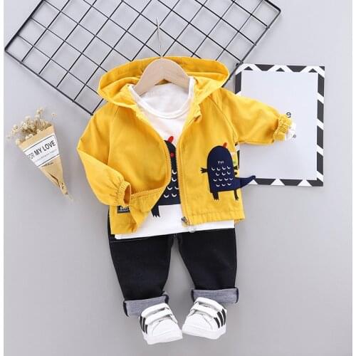 Boys Spring Clothes Suit Kids Fashion Cartoon Long Sleeve T-shirt+coat +pants 3pcs Sports Suirs For Boys Children Boys Tracksuit