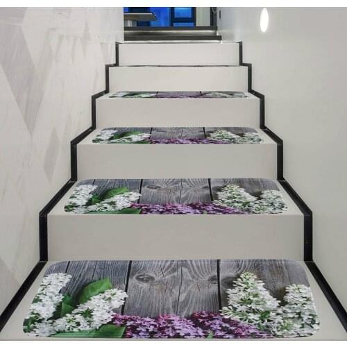 Stairs Mats Set Protector Cover Rug Lavender Grey Wood Home Bedroom Doormat Non-SlipTread Step Floor Carpets 7Pcs/Lot
