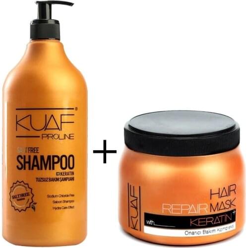 Kuaf Unsalted Shampoo 1000ml.+ Keratin Mask 500ml kuaf without salt for healthy hair shampoo and keratin mask gift