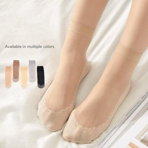 5 Pairs Women Socks Ankle Socks Sexy Ultra-Thin Elastic Silky Short Silk Beautiful Girls Socks Short Stockings