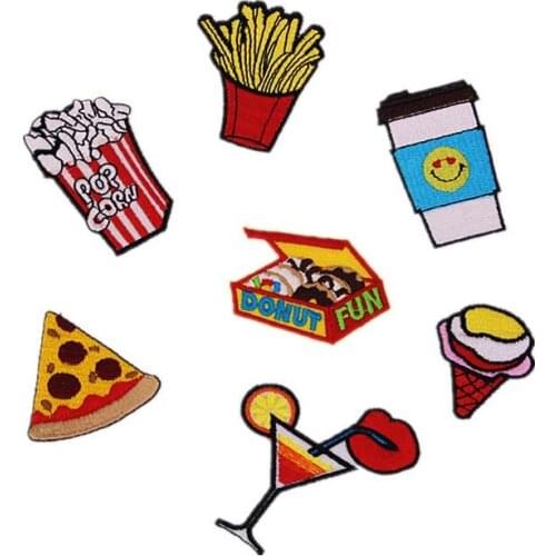New 1pcs/7pcs diy food Embroidered Patches for Clothes Ironing Sew Appliques for Jackets Bag Shoes Sticker Badges cp1598