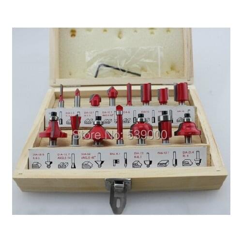 NEW 15PC 1/2" Professional Shank Tungsten Carbide milling cutter Set Router Bit Wood Case