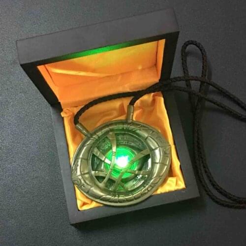 Doctor Strange Necklace Infinity Stone Time Stone Eye of Agamotto with LED Light Cosplay Prop Pendant Jewelry Accessory Gift