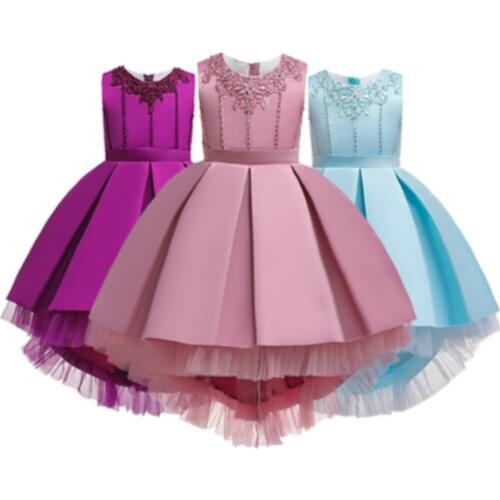 New Style Flower Girl Dress For Girls Weddings Appliques O-neck Tank Communion Dresses Zipper Bow Kids Party Gowns vestidos