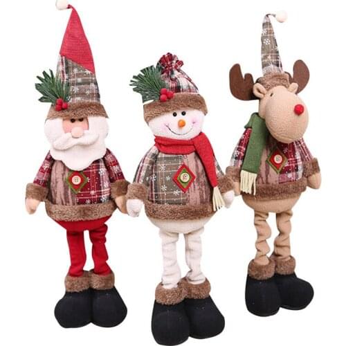 Christmas Decorative Doll Toys Snowman/ Santa Claus/ Elk Shape Plush Ornaments Christmas Decoration for Home/ Car/ Office Gifts