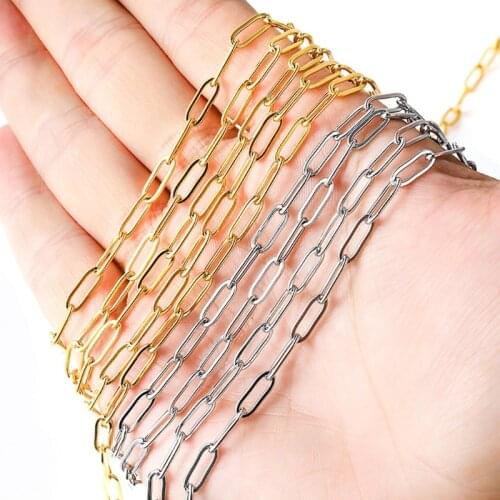 N7MF Silver Stainless Steel Paperclip Chain for bulk Jewelry Making Soldered Cable