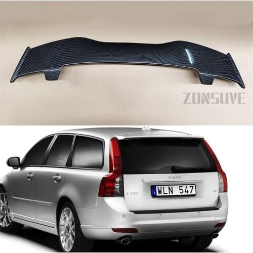 Use For Volvo V50 2009-2011 Spoiler ABS Plastic Carbon Fiber Look Hatchback Roof Rear Wing Body Kit Accessories