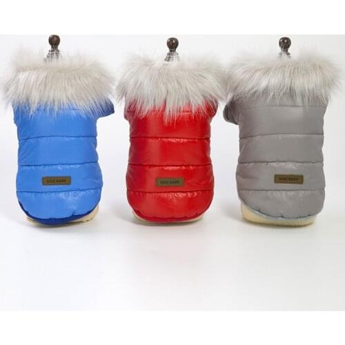 Warm Dog Clothes Winter Pet Coat Luxurious Fur Collar Jacket Outerwear For Small&Little Dog Yorkshire Terrier Chihuahua Bulldog