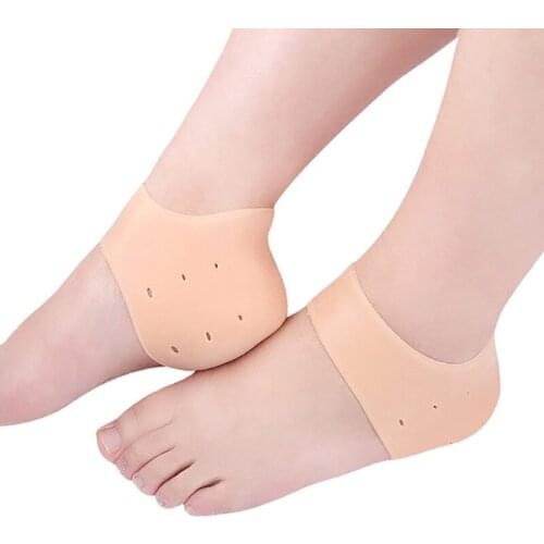 USHINE 1 pairs silicone insoles socks pedicure foot care protector cracked moisturizing back heel skin orthopedic insoles
