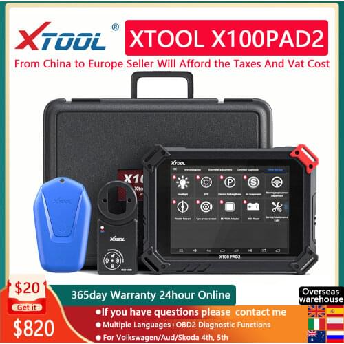 XTOOL X100 PAD2 Pro With KC100 KS01 Key Programmer for VW 4th5th immo for Toyota key Lost odometer adjustment OBD2 Diagnostic