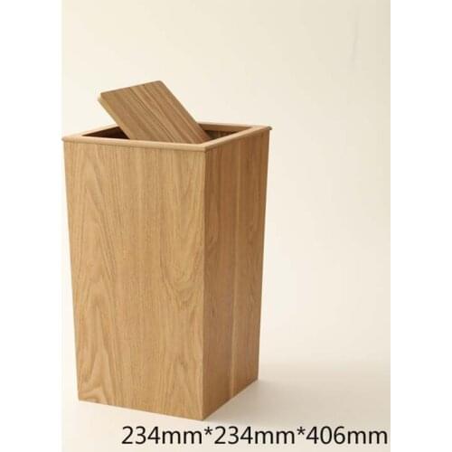 JOYLIVE Japanese Simplicity Bucket Wastepaper Dustbin Wooden Trash Garbage Living Room Bedroom Office Home Rolling Cover Type