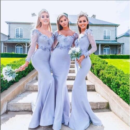 Women Long Spandex Vintage Bridesmaid Dress Court Train Sweetheart Wedding Guest Gowns Lace Appliques Flowers Maxi Dresses