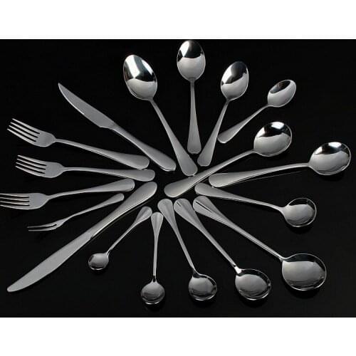0 18pcs SUS#18/10 Full stainless steel dinnerware set fork spoon western knife steak knife fork spoons