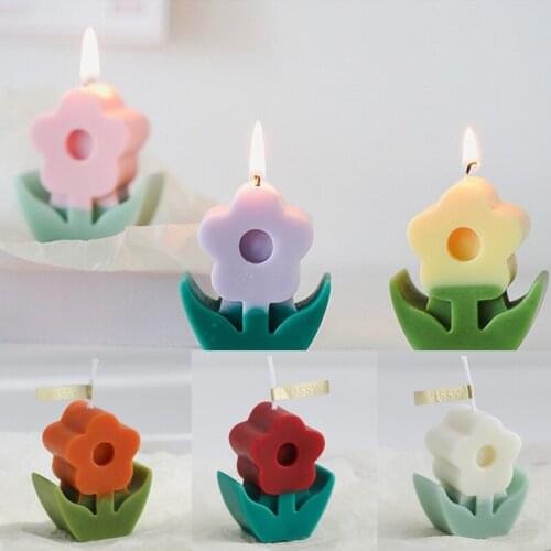 1PC Flower Candle Soy Wax Aromatherapy Essential Oil Small Scented Relaxing Romantic Birthday Wedding Party Ornament Home Decor