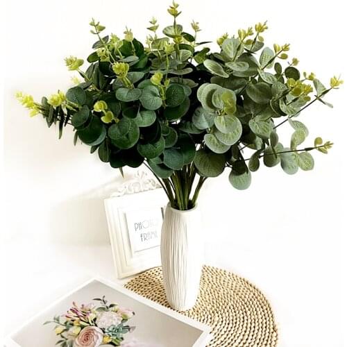 1pcs simulation plant wedding decoration flower arrangement green plant eucalyptus bunch home decoration simulation flower