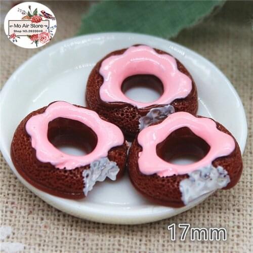 Chocolate donut 10PCS 17mm Resin Flatback Cabochon Miniature Food Art Supply Decoration Charm Craft