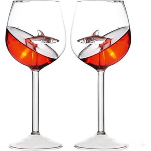 Creative Goblet Glass Mug Shark Wine Glass Goblets for Cold Drink Champagne Goblet Cocktail Glasses Whiskey Cup Party Barware