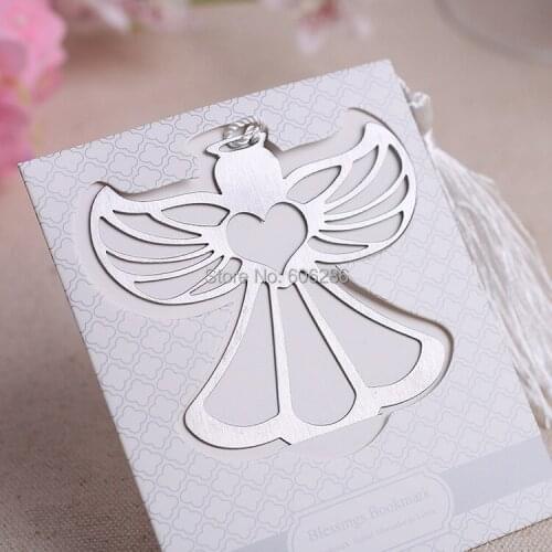 200pcs/lot Creative stainless steel angel bookmarks baby shower Favor Party return Gifts