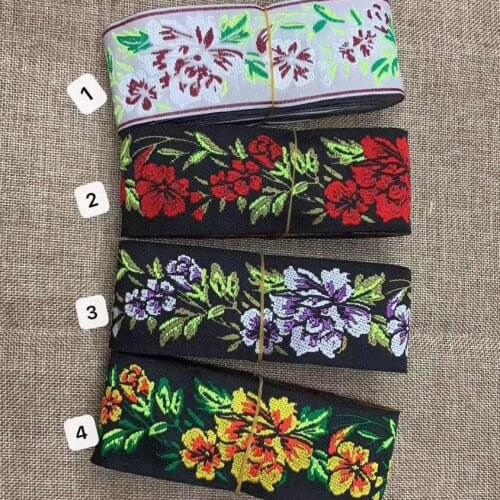 5cm Chinese ancient style flora pattern embroidered webbing,QC0419J