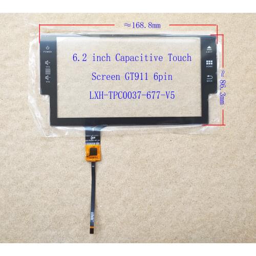 6.2 inch Touch Screen Sensor Digitizer 168*86mm GT911/928/9271/615 universal 6pin LXH-TPC0037-677-V5