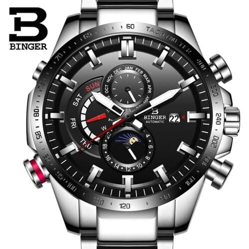 Switzerland Automatic Watch Men BINGER Mechanical Mens Watches Top Brand Luxury Military Clock Relogio Masculino Waterproof Gift