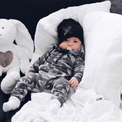 Pudcoco 0-24M Newborn Kids Baby Boys Zipper Romper Jumpsuit Playsuit Hooded Camo Army Green Clothes Outfit