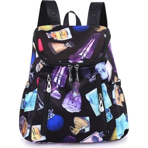 Travel Women Nylon Backpack Casual Waterproof Youth Lady Flower Schoolbag Female Large Capacity Womens Shoulder Bags Rucksack