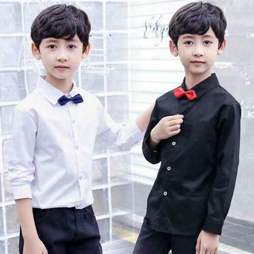 Hot Sale 2019 Boys Shirts Fashion O-NECK Collar Quality Cotton Casual White Color Children Shirts For 3-13 Years Kids Boys Wear
