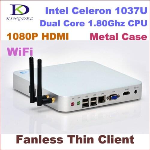 Kingdel Thin Client,Fanless Mini Computer,HTPC,2GB RAM/32GB SSD,Metal Case, Celeron 1007U 1037U,1080P HDMI,Wifi,3 Year Warranty