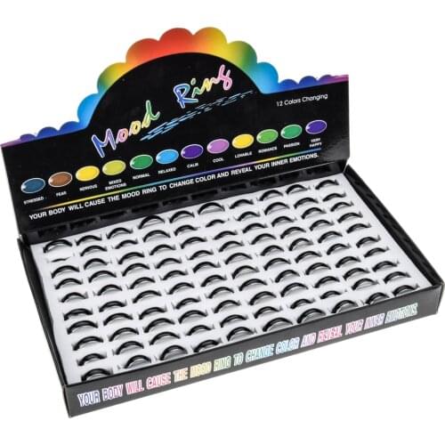 100 Pcs/set Mood Rings Temperature Change Color Emotion Feeling for Women Men Mix Size Party Ring Jewelry Gift with Box