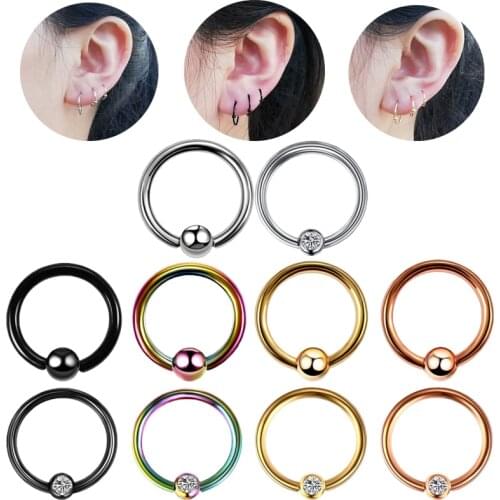 1Pc 16G Titanium Septum Ring Piercing Nose Ring Crystal Ball Earrings Captive Bead Cartilage Tragus Piercing for Body Jewelry