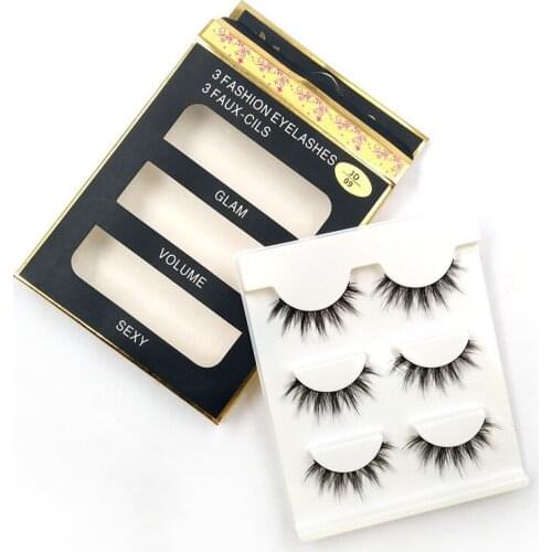 3 Pairs 3D09 Faux Mink False Eyelashes Natural Long Fake Strip Lashes Makeup Beauty Eyelash Extension Tools