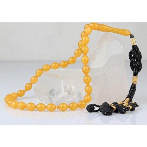 Natural Amber 1000 Silver Kazaz Tassel 33 Bead Prayer Beads Islamic Tasbih Rosary Men Women Meditation Jewelry From Turkey