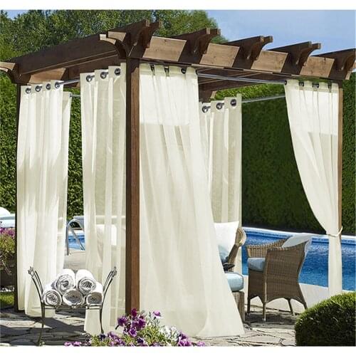 NICETOWN 4 Color Panel Waterproof Garden Decoration Outdoor Sheer Curtains for Porch Exterior Voile with Sliver Ring Grommet