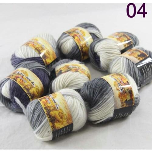 New Sale 8SkeinsX50g Womens Knit Scarves Shawls Rainbows Wool Crocheting Yarn Light Gray White Blue 804
